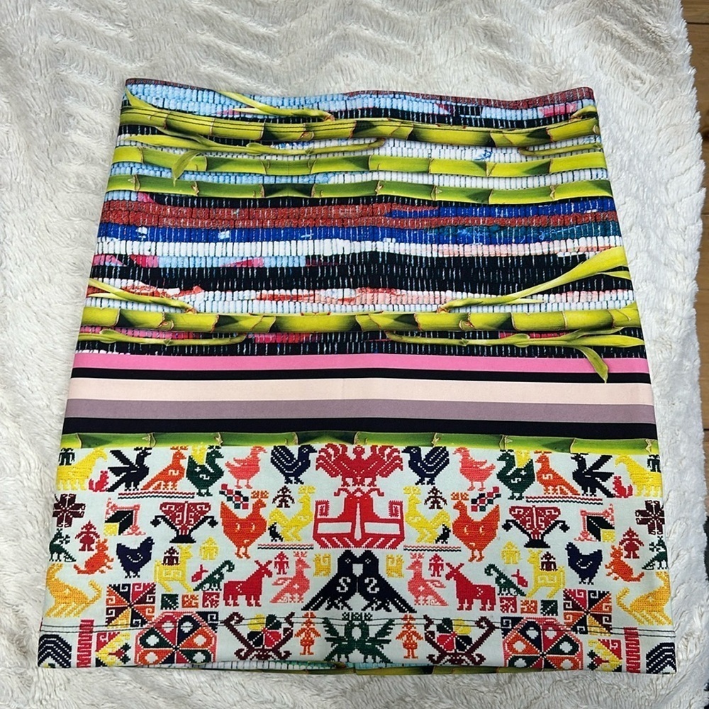 Clover Canyon Mini Skirt Revolve Surf Shack Neoprene Multi Color Hens Size S
